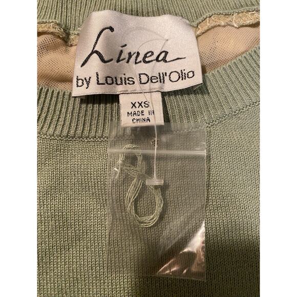 LINEA by Louis Dell'Olio Green Sweater Lace Back XXS elegant Feminine Lined NWT - Picture 2 of 10